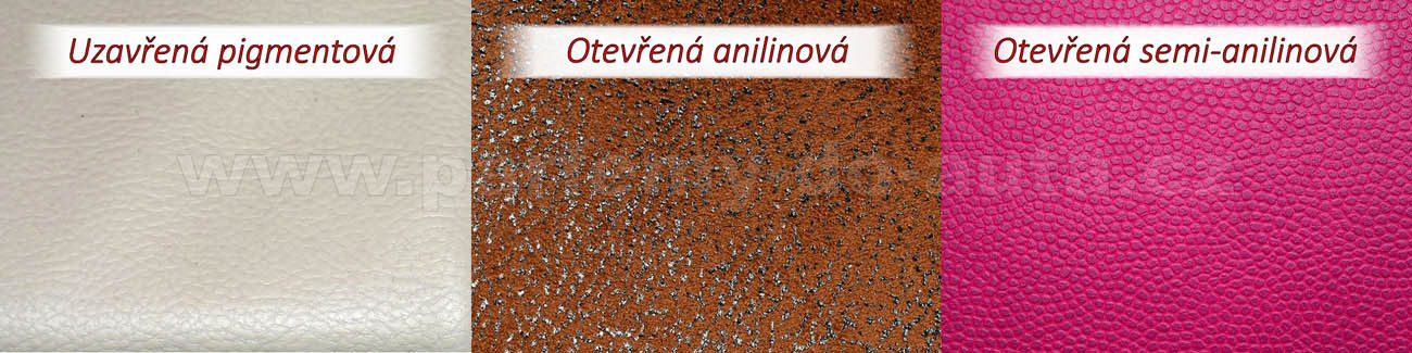 Druhy kůží - pigmentová anilinová a semi-anilinová